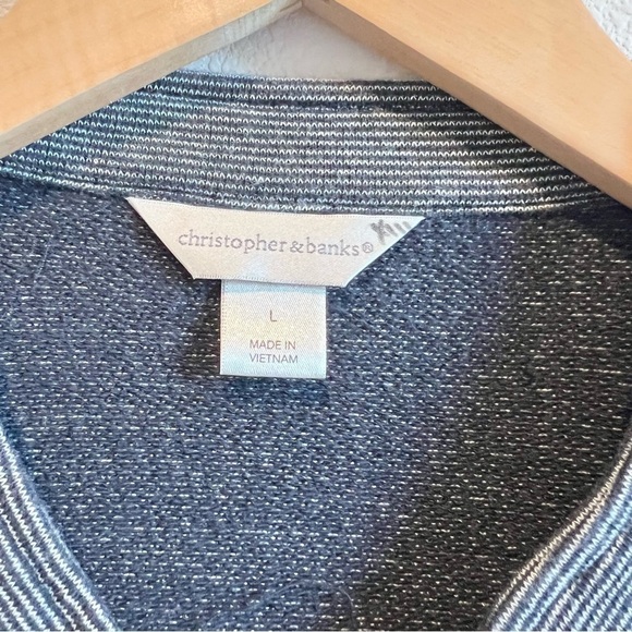 Christopher & Banks Women's Jacket Size Large Full Zip Blue Silver EUC - Picture 3 of 12